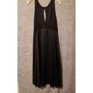 Vintage Adonna  Nightgown Medium Black Plunging Front & Back Lace Sexy Lingerie